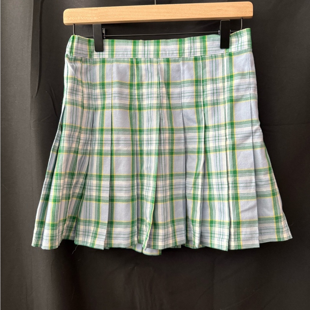 Old Navy Green and White Plaid Mini Skirt